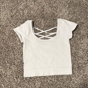 Women's White Crisscross Back Top